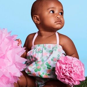 Pink and Green Floral Diaper Cover One Piece